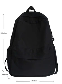 1 chiếc Balo dung tích lớn đơn giản, màu trơn, thích hợp cho đi chơi, du lịch, mua sắm, đựng vừa máy tính xách tay và sách vở - màu đen - Xem 4