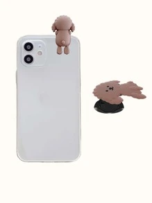 Funda para móvil con diseño de perro de dibujos animados con agarre de teléfono sobresaliente - transparente - Ver 2