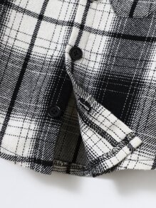 Baby Boy Plaid Print Hooded Coat Without Tee