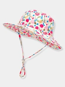 1 件儿童花朵太阳帽女童网眼渔夫帽幼儿防紫外线沙滩帽儿童可折叠渔夫帽适合 0-6 岁女孩 - 彩色 - 查看 4