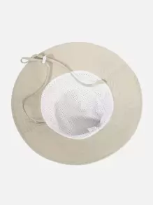 1pc Kids Solid Color Adjustable Size Sun Protection Bucket Hat, For Outdoor Holiday Travel - Beige - View 6