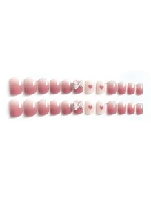 Expresa tu amor con 24 piezas de uñas postizas de ataúd corto, 1 lima de uñas y 1 hoja de uñas adhesivas. Suministros de uñas uñas falsas uña falsa uña acrílica