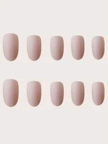 24Pcs Classic Simple Solid Color Long Pointed Frosted Style Manicure Wear Nail Slice With Jelly Glue And Nail File, Suitable For Outdoors, Leisure, Entertainment, Parties, Dances, And Daily Wear Press On Nails Nail Supplies Nails - Pink - View 5