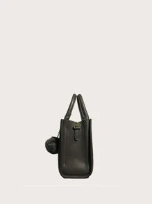 Pom-pom Charm Satchel Bag