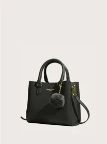 Pom-pom Charm Satchel Bag