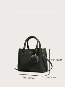 Pom-pom Charm Satchel Bag