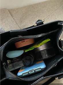Pom-pom Charm Satchel Bag