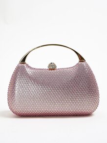 Mini Rhinestone Decor Chain Evening Bag - Pink - View 2