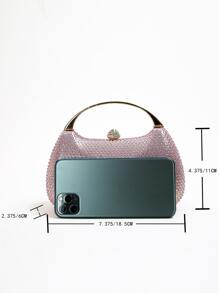 Mini Rhinestone Decor Chain Evening Bag - Pink - View 3