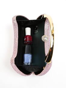 Mini Rhinestone Decor Chain Evening Bag - Pink - View 4