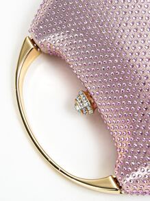 Mini Rhinestone Decor Chain Evening Bag - Pink - View 7