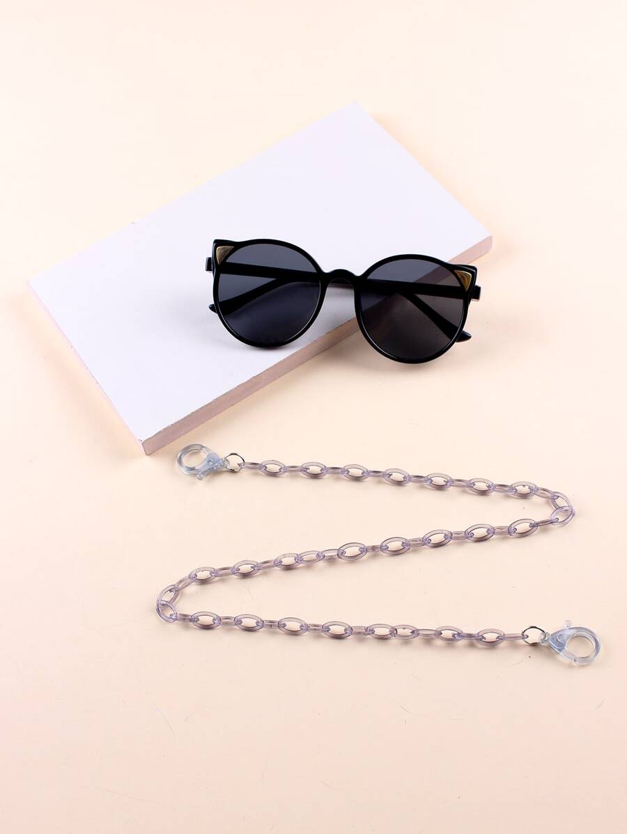 Kids Cat Eye Sunglasses With Glasses Chain