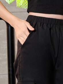 SHEIN 青少年女孩超短款T恤和字母圖案背心上衣和運動褲