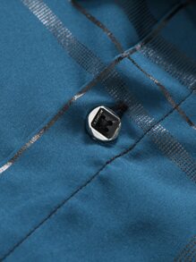 Manfinity Mode Men Plaid Button Through Shirt - Teal Blue - View 5