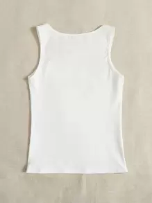 SHEIN 青少年女孩素色背心上衣 - 白色 - 查看 2