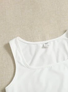 SHEIN 青少年女孩素色背心上衣 - 白色 - 查看 3