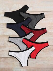 Shein Underwear&Sleepwear Basics Paquete de 7 Ropa interior deportiva con banda de contraste