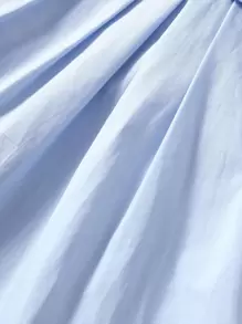 SHEIN Baby Girl Bow Front Plicated Detail Top & Frill Trim Shorts - Baby Blue - View 5