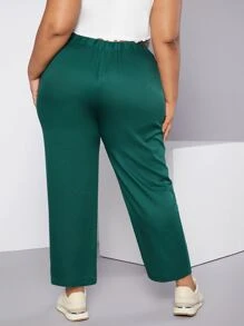 SHEIN CURVE+ Pantalones de talle alto - Verde - Ver 2