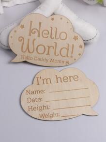 Newborn 2pcs Slogan Graphic Monthly Milestones Prop - Apricot - View 2