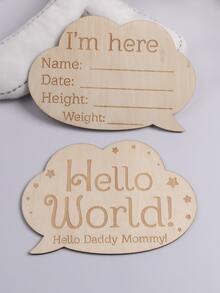 Newborn 2pcs Slogan Graphic Monthly Milestones Prop - Apricot - View 3