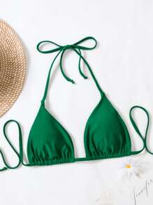 SHEIN Swim Top bikini halter unicolor triángulo