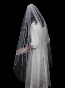 Trang trí ngọc trai giả cho cô dâu, trang phục mùa thu dành cho phụ nữ - trắng - Xem 5