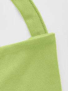 SHEIN ICON Lace Up Rib Knit Cami Top - Lime Green - View 4