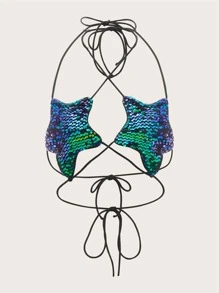 SHEIN ICON Áo hai dây Lộ Lưng Hội Chữ thập Buộc lại Hình học Gợi cảm - Nhiều màu - Xem 1