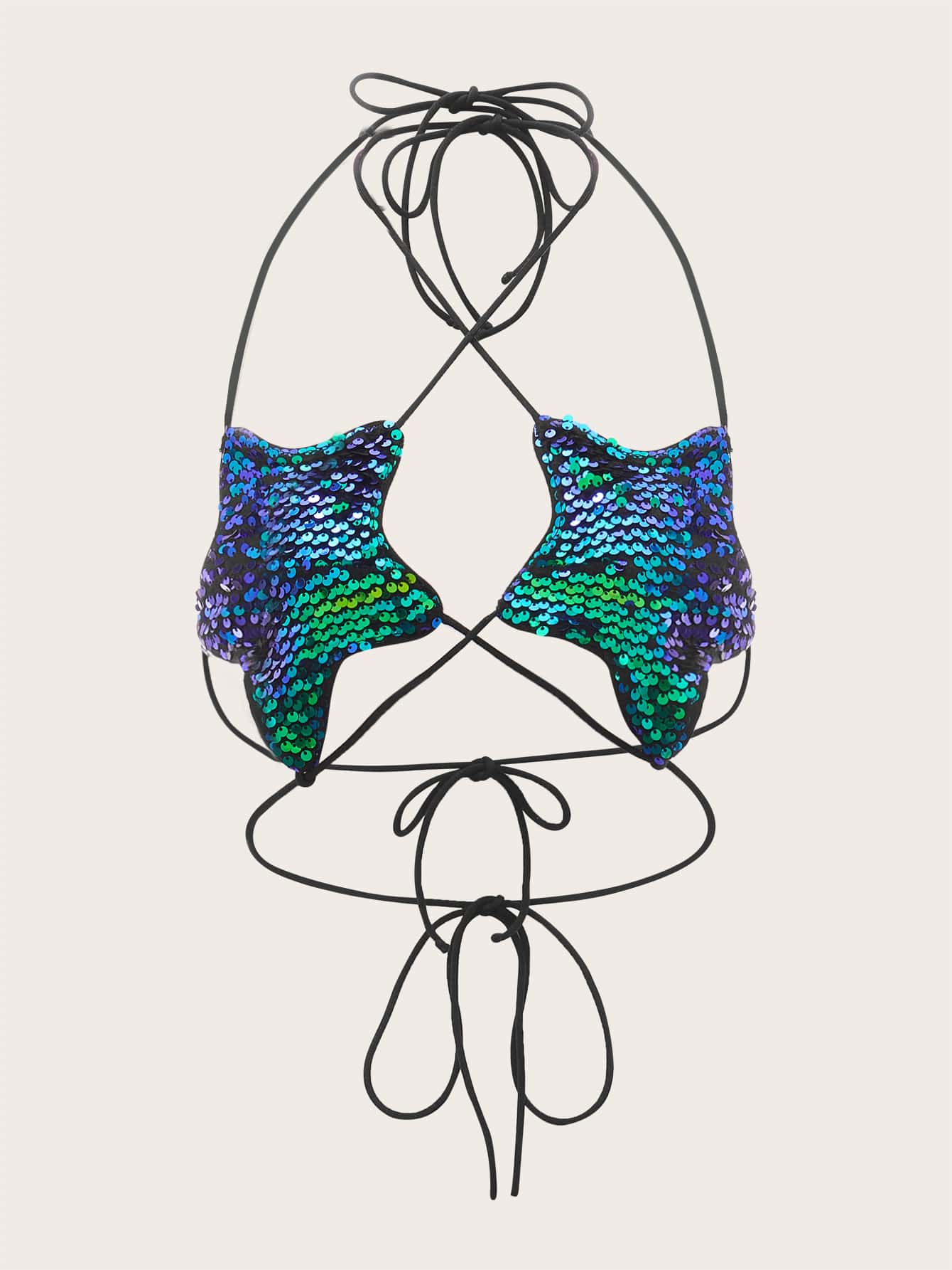 SHEIN ICON Áo hai dây Lộ Lưng Hội Chữ thập Buộc lại Hình học Gợi cảm - Nhiều màu - Xem 1