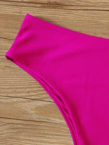 Lace Up Back Bandeau High Waisted Bikini - Hot Pink - View 4