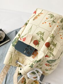 Túi tote đeo vai dây rút có họa tiết hoa nhẹ, giản dị dành cho doanh nhân có ví đựng tiền xu cho các cô gái tuổi teen Nữ sinh viên đại học, tân binh & nhân viên văn phòng Hoàn hảo cho văn phòng, đại học, công việc, kinh doanh, đi làm - Màu be - Xem 8
