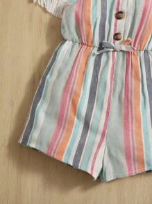 SHEIN Baby Block Striped Bow Front Cami Romper - Multicolor - View 4