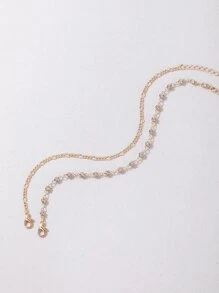 imoli 2pcs Rhinestone Decor Anklet
