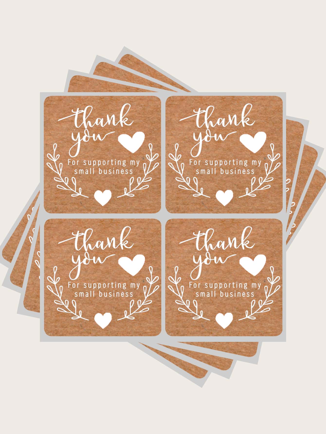 Etiqueta engomada gráfica del regalo de la letra 60piezas, etiqueta engomada de la etiqueta del regalo del papel de Kraft para el partido - Café integral - Ver 1