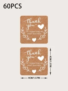 Etiqueta engomada gráfica del regalo de la letra 60piezas, etiqueta engomada de la etiqueta del regalo del papel de Kraft para el partido - Café integral - Ver 3