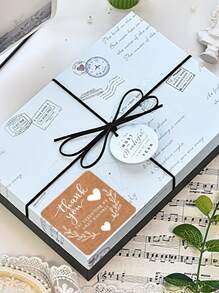 Etiqueta engomada gráfica del regalo de la letra 60piezas, etiqueta engomada de la etiqueta del regalo del papel de Kraft para el partido - Café integral - Ver 4