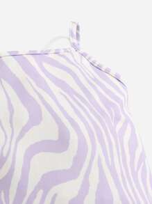 SHEIN 嬰兒女童斑馬紋肩帶連身衣 - 彩色 - 查看 3