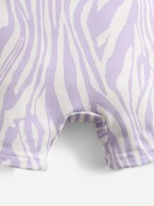 SHEIN 嬰兒女童斑馬紋肩帶連身衣 - 彩色 - 查看 4