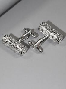 1 Pair Elegant & Fashionable Hollow Cylinder Cufflinks For Men - Silver - View 2