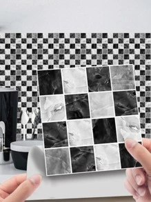 Küche Aufkleber mit Kachel Muster - Schwarz und Weiss - Übersicht 2