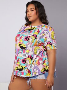 SHEIN CURVE+ Áo thun Plus size In nghệ thuật pop Giải trí - Nhiều màu - Xem 6