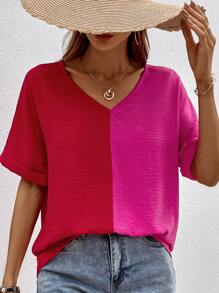 SHEIN Unity Two Tone Dolman Sleeve Blouse - Multicolor - View 1