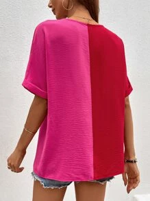 SHEIN Unity Two Tone Dolman Sleeve Blouse - Multicolor - View 2