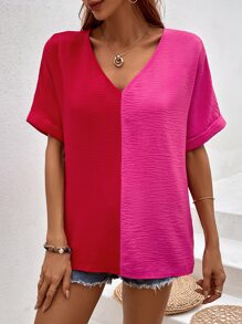 SHEIN Unity Two Tone Dolman Sleeve Blouse - Multicolor - View 3