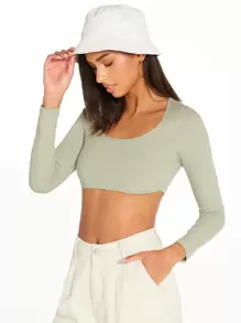 SHEIN BASICS White Knit Women'S Slim Fit Crop Top With  Letter & Heart Pattern - Mint Green - View 1