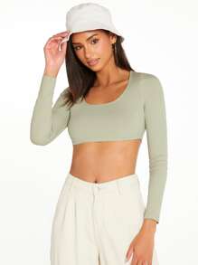 SHEIN BASICS White Knit Women'S Slim Fit Crop Top With  Letter & Heart Pattern - Mint Green - View 3