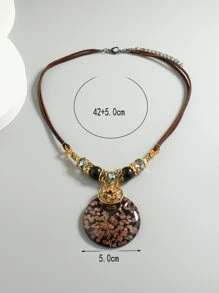 Round Glass Pendant Necklace - Multicolor - View 4