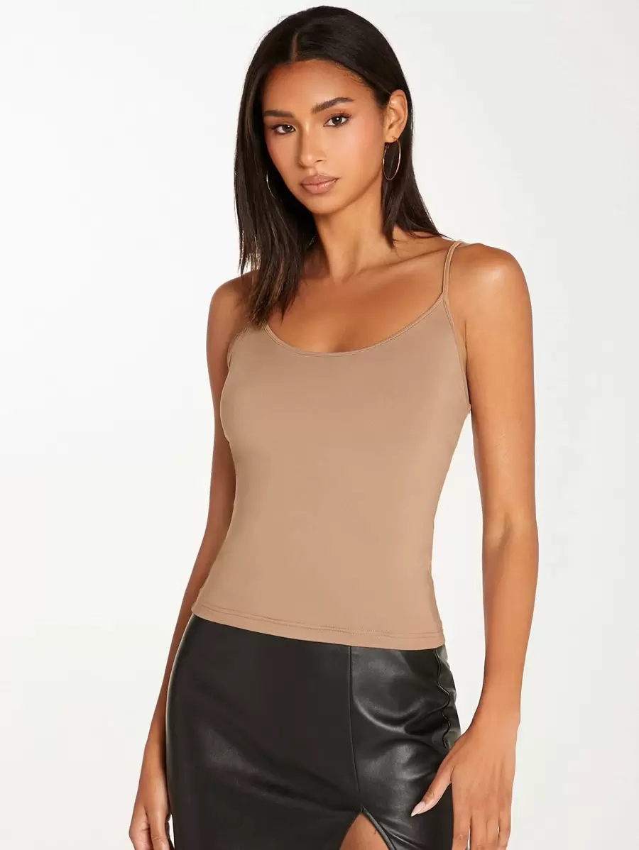 SHEIN BASICS Solid Cami Top - Apricot - View 1