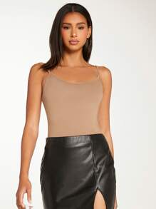SHEIN BASICS Solid Cami Top - Apricot - View 4